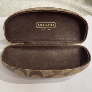 Coach signature C print hard clamshell sunglasses case in brown